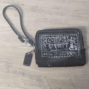 Coach Poppy Wristlet Black And Silver